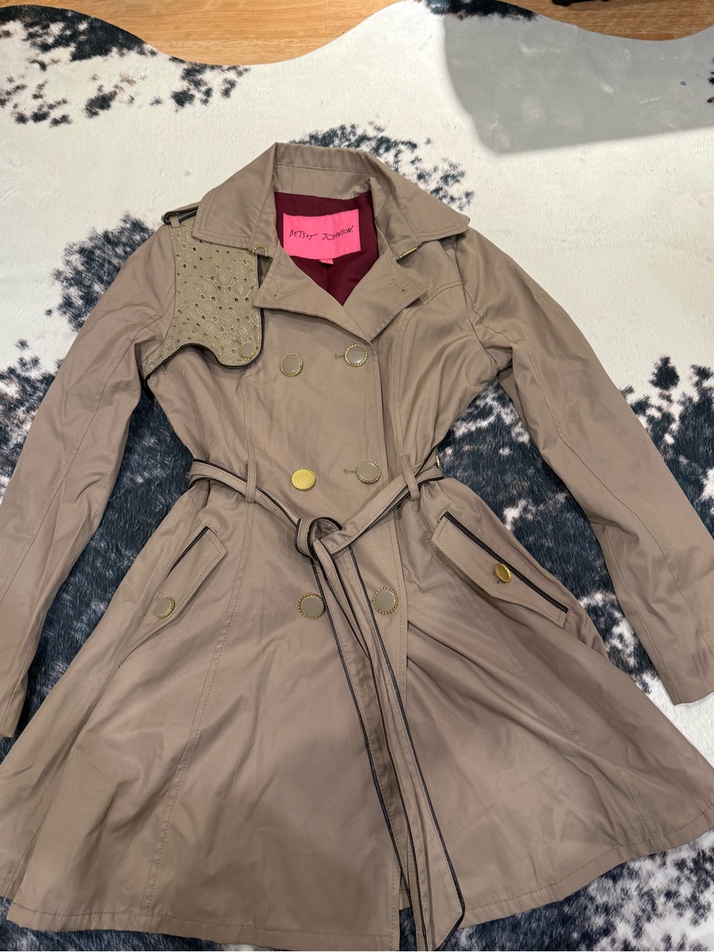 Y2K Betsy Johnson Corset Back Trench Coat